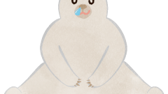 sleeping white bear sitting down front view 02