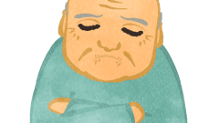 bald old man having trouble thinking about something upper body c