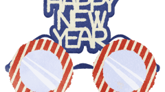 round glasses american flag pattern 02 with happy new year