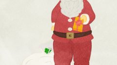 smiling santa claus handing out presents