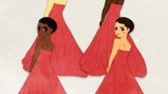 set of ladies with a red dress abcd