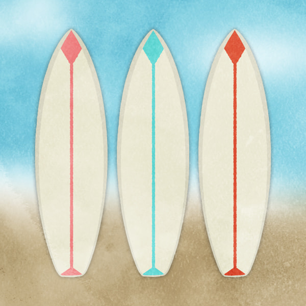 Set Of Surfing Surfboards