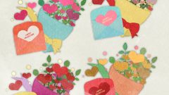 set of valentines day heart bouquet and valentine card