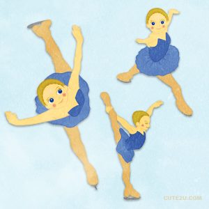 Set Of Figure Skate Girls In Cute Outfit A