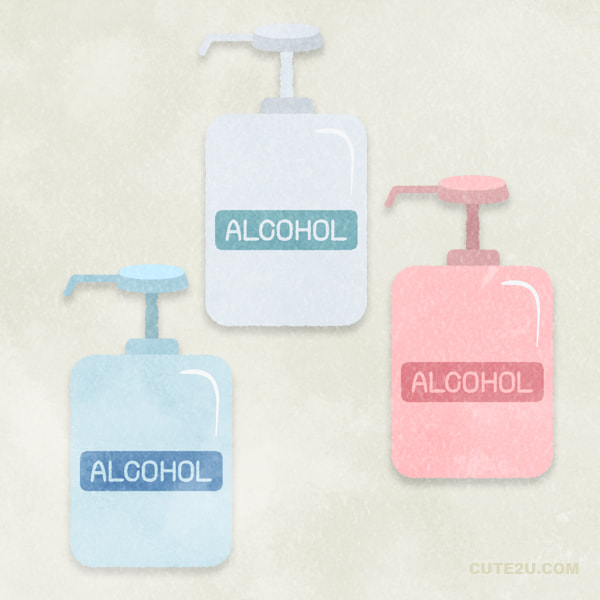 set of medical alcohol spray bottles