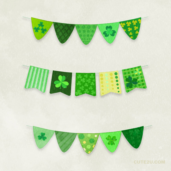 Set Of Saint Patricks Day Flags