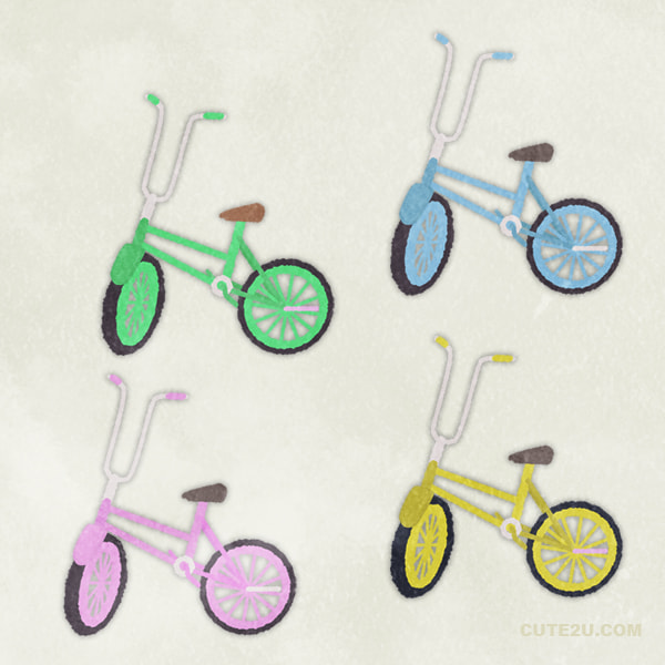 set of cute little bicycles