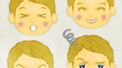 set of smiling boys face with a little natural perm a02