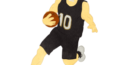 black uniform man taking the basketball a