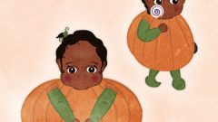 set of girl wearing a pumpkin costume 2