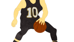 basketball player dribbling 01 a black uniform