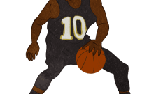 basketball player dribbling 01 b black uniform