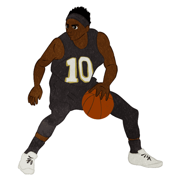 Basketball Player Dribbling 01 B Black Uniform