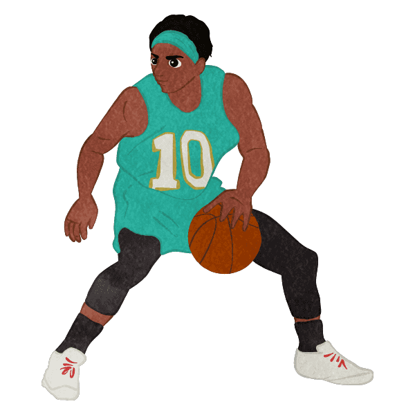 Basketball Player Dribbling 01 D Emerald Green Uniform