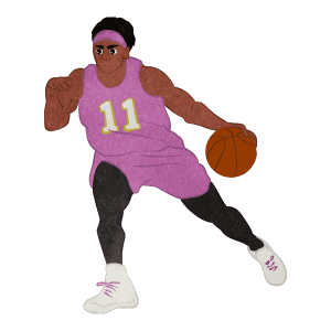 Basketball Player Dribbling 02 D Purple Uniform