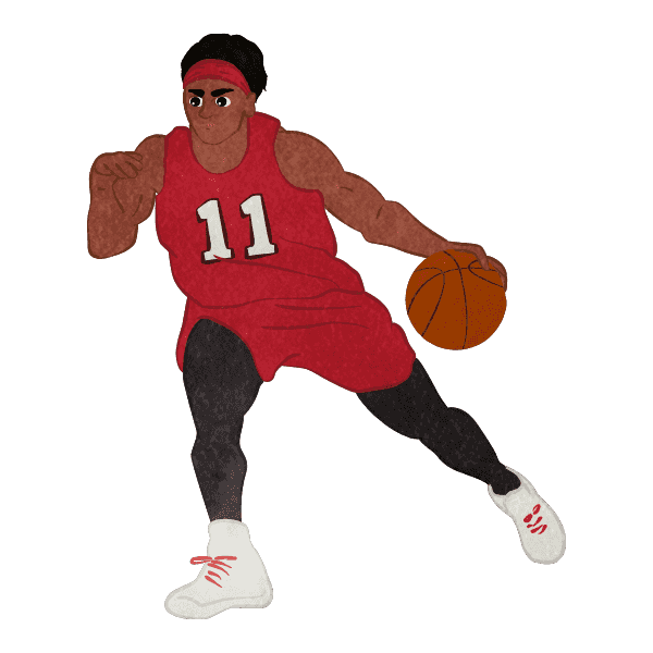 Basketball Player Dribbling 02 D Red Uniform