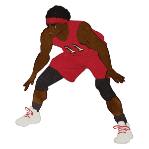 Basketball Player Offence Defence 01 B Red Uniform