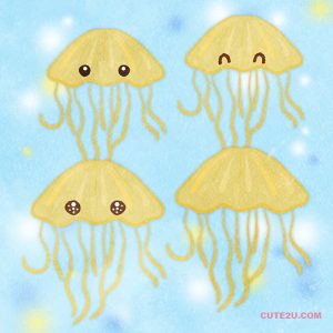 Set Of Jellyfish 01 Yellow