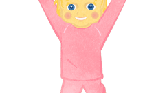 small girl with pajamas 01 a Hurray with a smile