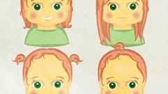 Little Girl With Various Hairstyle Variations E