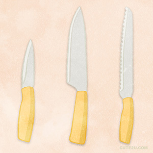 Food Cooking Utensils Knife Set01 Yellow
