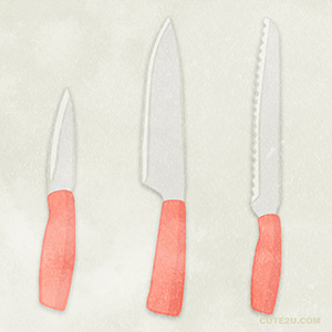 Food Cooking Utensils Knife Set01 Pink