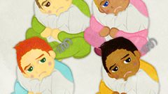 A Sick Boy Crouching With A Pillow EFGH