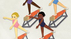 SPORTS Gymnastics Girl Walking Across The Balance Beam02 ABCD