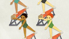 SPORTS Gymnastics Girl Walking Across The Balance Beam02 EFGH