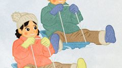 Sled Children Sliding On A Sled01 C