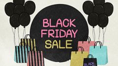 Black Friday Icon Letter Paper Bag And Balloon