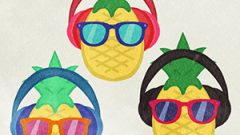 Pineapple Pineapple With Headphones And Sunglasses