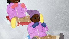 Sled Children Sliding On A Sled01 B