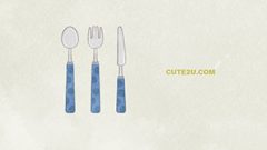 Spoon And Fork And Knife Set 02 Dots Blue
