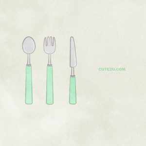 Spoon And Fork And Knife Set 02 Green