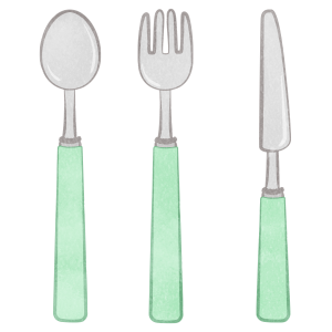 Spoon And Fork And Knife Set 02 Green