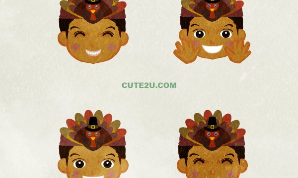 Thanksgiving Boy Wearing A Turkey Mask F