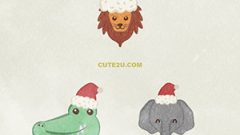 Christmas Animal Santa Face Crocodile Elephant Lion