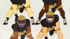 SPORTS Football Play Preparation position before starting Gold Black