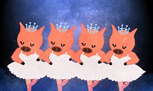 ANIMALS Ballet Swan Lake Four Piggy Little Swans