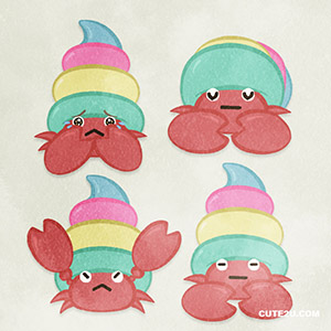 Animal Hermit Crab01 Rainbow Color 01 02