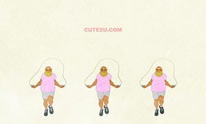 SPORTS Man A Chubby Man Jumping Rope H