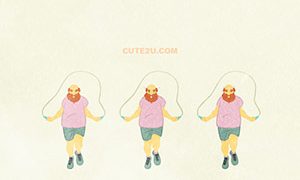 SPORTS Man A Chubby Man Jumping Rope. E