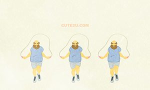 SPORTS Man A Chubby Man Jumping Rope. G
