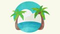 NATURE Cute Palm Trees And Summer Scenery Illustration01