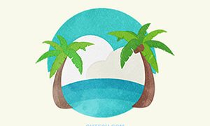 NATURE Cute Palm Trees And Summer Scenery Illustration01