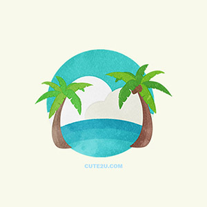 Nature Cute Palm Trees And Summer Scenery Illustration01