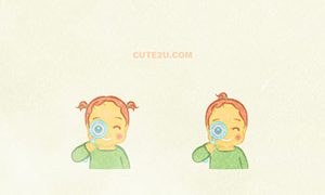 Peaple Girl Girl Looking Through A Magnifying Glass E