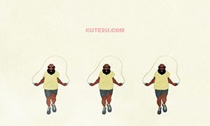 SPORTS Man A Chubby Man Jumping Rope D