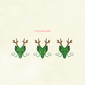 Animals Dragon01 Face Green 02